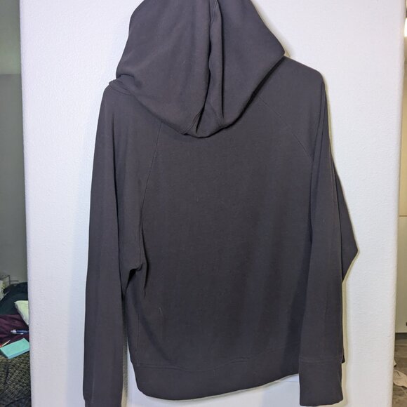 Fabletics VGUC Chocolate Brown Cowl Neck Hoodie Size Large *Small Paint Stain* - Picture 2 of 8